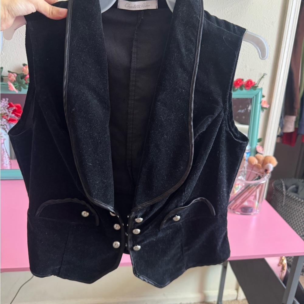 Charlotte Russe Black Velvet Vest